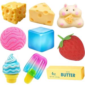 Slow Rising Dumpling Squishy Butter Squeeze Toys Pack Sensory Stress Relief Squishies Soft & Stretchy Fidget Toys for Anxiety Relief Party Favors (9, 9 Colors)