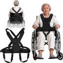 MDSTOP Wheelchair Harness for Adults, Anti-Slip Wheelchair Safety Belt, Safety Belt for Elderly, Adjustable Secure Buckle, Torso Support Vest Restraint for Patient, Disabled, Paralyzed (Black)