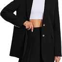 Women's 2 Piece Skirt Sets Business Casual Blazer Suit Mini Pleated Skorts Button Jackets Matching Outfits Black XL