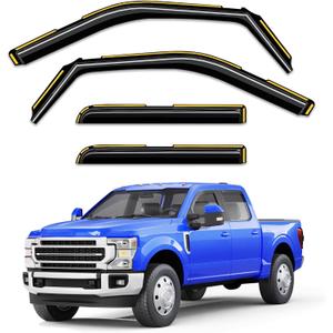 in-Channel Window Rain Guard Fit for 2015-2020 Ford F150 SuperCrew & Ford F250-F550 2017-2025 Truck,Window Rain Guards Visors Vent Visors Window Deflector Vent Shades Car Accessories
