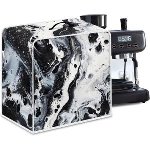 Marble Coffee Maker Cover Protector with Top Handle Washable Dustproof Small Kitchen Appliance Protector, L, Marble Print