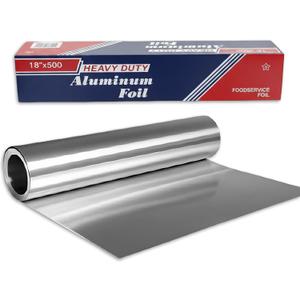 18" x 500' Heavy Duty Commercial Grade Food Safe Aluminum Foil Roll - Durable and Tear Resistant for Cooking, Grilling, and Roasting - Ideal for Restaurants, Catering, and Professional Kitchens