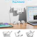 Kakyanill European Travel Plug Adapter, Detachable Adapter Type C/G/E/F Plug, 4 AC Outlets, 4 USB Ports (2 USB C), EU UK Germay France Greece Travel Plug Adapter