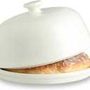 Ceramic Bread Oven with Lid, Large Sourdough Bread Baking Pan with Handle, 5QT Porcelain Round Bread Cloche For Baking, Cooking, Roasting (Beige)