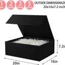 UoeRing 1 Extra Large Black Gift Box 20x16x7 inch Luxury Gift Box for Presents with Magnetic Closure Lid Collapsible,Birthday,Christmas,Contains Card, Ribbon,Tissue Paper,Shredded Paper Filler, 1 count