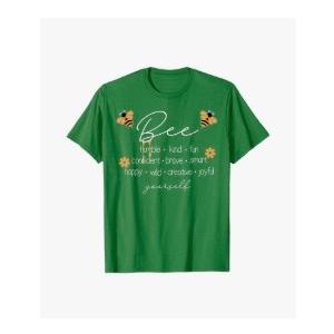 Women Cute Bee Graphic Tee Shirts Short Sleeve Inspirational Funny Letter Print Summer Loose Tee Tops (2XL)