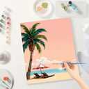Seaside Paint by Numbers Kit for Adults - DIY Tropical Beach with Palm Tree Painting on Canvas 16x20, Acrylic Paint Set, Suitable for Beginners, Art for Home Decoration or Gifts
