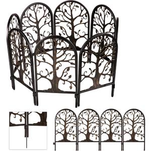 Evergreen Garden Tree of Life Metal Landscape Edging Border 13" Tall Above Ground, 6 ft Long Decorative Garden Fence Panels Animal Barrier, No Dig Edging for Flower Bed, Yards, Lawn