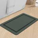 chakme Bathroom Mat Rugs 24x16, Ultra Thin Magic Mat Bath Rug Non Slip Bath Rugs Quick Dry Absorbent Bath Mats for Bathroom Floor, (Dark Green, 24"x16")