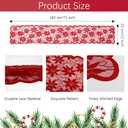 Christmas Table Runner Lace Table Runner with Red Leaves, Christmas Runners for Table, Xmas Table Decorations Tables Flag Holiday Table Runners for Xmas Wedding Party Home Decor