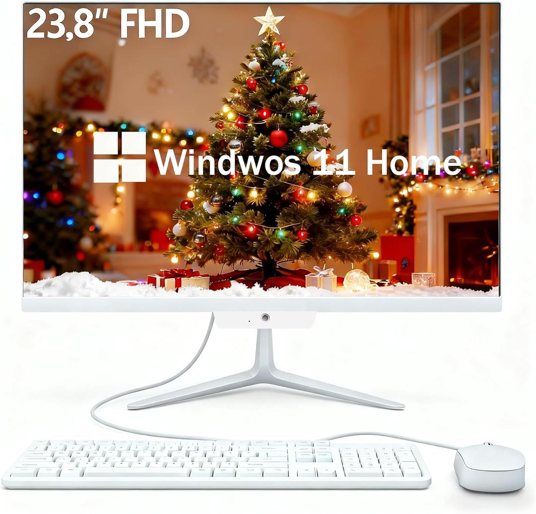 23.8" All-in-One Computer with Webcam, FHD Display 1920x1080 16GB DDR4 RAM 256GB SSD, CPU-N150(Up to 3.6Ghz), Windows 11 Home with HDMI WiFi 5 & BT 5.0 Wired Keyboard & Mouse