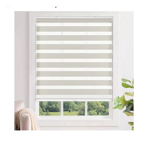 LazBlinds No Tools No Drill Cordless Zebra Blinds for Windows, Dual Layer Light Control for Day and Night, Light Filtering Privacy Roller Blinds and Shades for Home, 20" W x 72" H, Stone Grey