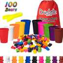 Colorful Counting Bears with Matching Cups - 100 Bears - Sort, Count & Color Recognition Learning Toy for Toddler & Kids - Montessori Education - Preschool Game