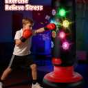 HopeRock Punching Bag for Kids, Boxing Set with Scoring, Light, Music, 4 Game Modes, Inflatable Boxing Bag with Gloves, Birthday Gifts Toys for 4-8-12 Years Old Boys
