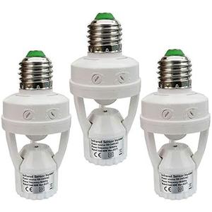 Taigeguang Motion Sensor Light Socket,E26 E27 PIR Motion Screw Bulb Adapter Indoor Use Only, Auto On Off Night Light Control for Garage Basement Porch Storage Room (3 Pack)