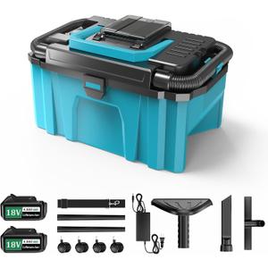 Cordless Shop Vac Wet and Dry, Rushless 2.5 Gallon HEPA Filter Shop Vac Compatible with Makita 18V 4.0Ah Batteries and Charger,Portable Commercial Vac for Car, Home