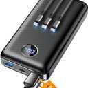 Portable Charger Power Bank, 60000mAh Battery Pack with 3 in 1 USB-C/iOS/Micro-USB Cable, 22.5W Fast Charging Portable Phone Charger, Travel Camping Essential Powerbank for iPhone 17/16 Samsung,Ebony