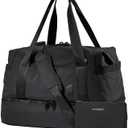 Weekender Bags for Women, BAGSMART Travel Duffel Bags with Shoe Compartment,Personal Item Travel Bag for Airlines, Carry on Overnight Tote Bag with Toiletry Bag(Black,2pcs) (X-Large)