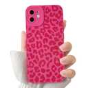 NITITOP Compatible with iPhone 15 Pro Case Cute Leopard - Rose Red