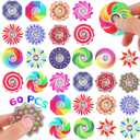 60 Pack Mini Fidget Spinners - Bulk Party Favors, Classroom Prizes, Goodie Bag Stuffers, Valentines Day Gifts Stress Relief Sensory Toys for Kids, Teens, Adults - Assorted Colors