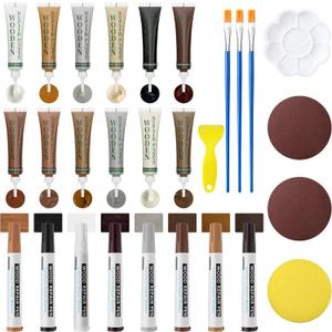 Oriflame Wood Furniture Repair Kit: 12-Color Filler and 8-Color Markers - Wood Touch Up for Scratches/Cracks/Holes/Stains in Floors/Table/Cabinets(Hardwood/Laminate)