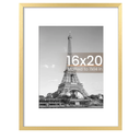 upsimples 16x20 Picture Frame, Display Pictures 11x14 with Mat or 16 x 20 Without, Wall Hanging Poster Frame, Gold, 1 Pack