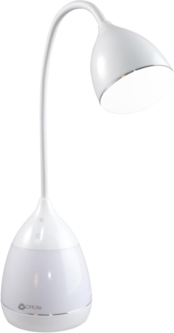 OttLite Mood LED Desk Lamp with Color Changing Base  Charging USB Port, Touch Activated Controls, Flexible Neck, ClearSun LED Light, for Work, Study, Reading
