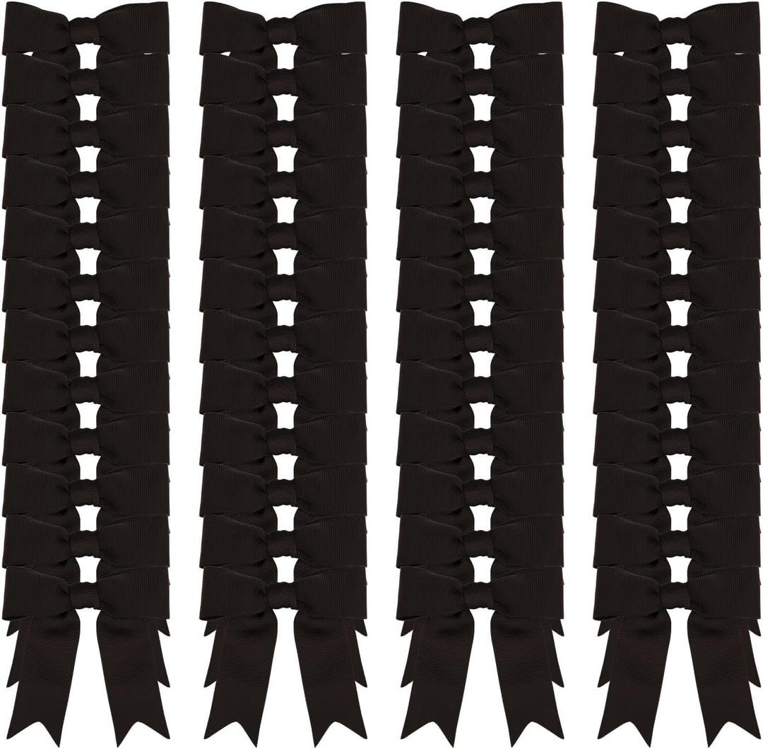 50 Pcs 3 Inches Black Grosgrain Ribbon Bows Pretied Bows Premade Craft Bows for Treat Bags Gift Wrapping Basket Wedding Baby Shower Brithday Valentine's Day Christmas Party