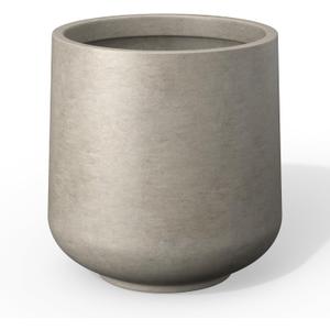 Kante 15.3" Dia Round Concrete Planter, Outdoor Indoor Large Plant Pots Containers with Drainage Hole and Rubber Plug for Home Garden Patio, Buff Concrete