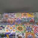 Weesire Boho Kitchen Rugs Set 2 Pieces Memory Foam Colorful Ceramic Comfort Tile Floor Mat Anti Fatigue Non-Skid PVC Runner Rug Water & Oil Proof Carpet for Kitchen Laundry Sink, 17.3x28+17.3x47 Inch