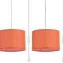2 Pack Plug in Pendant Light, Hanging Light with 15Ft Clear Cord, On/Off Switch, Dark Orange Fabric Lamp Shade, Hanging Light Fixture for Bedroom, Kitchen