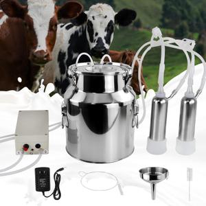 2026 Upgrade 14L Cow Milking Machine, Continuously Adjustable Suction Pulsation Vacuum Electric Milker, Portable Livstock Milking Machine with Stainless Bucket(US Plug)(14L Cow)