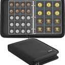 Coin Collection Book for Collector,260 Pockets Fireproof Coin Collection Holder Album,Coin Collection Organizer Storage Box Case Album for 20/25/ 27/30/ 38mm Coins, Black