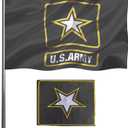 US Army Flag 3x5 Outdoor Double Sided Embroidery Sturdy Army Military Flag Thick and Well Sewn United State Army Flag Made of Heavy Duty Polyester Super Durable 4 Row Stitched Edge Canvas Head