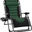 Best Choice Products Oversized Padded Zero Gravity Chair, Folding Outdoor Patio Recliner, XL Anti Gravity Lounger for Backyard w/Headrest, Cup Holder, Side Tray, Polyester Mesh - Black/Forest Green