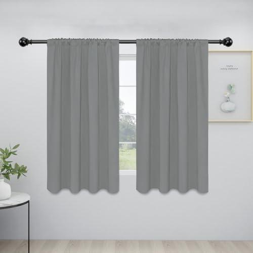 Curtains for Bedroom, Room Darkening Window Curtains for Living Room, Thermal Insulated Noise Reduction Solid Window Drapes, 2 Panels(39"x62" Light Gray)