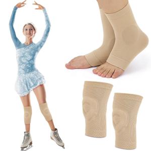 Silipull Sporting Protection Set Knee Pads and Ankle Gel Pad Socks for Ice Skating Roller Skating Dance Gymnastic Volleyball Mountain Climbing Running Hiking Accessories(S)