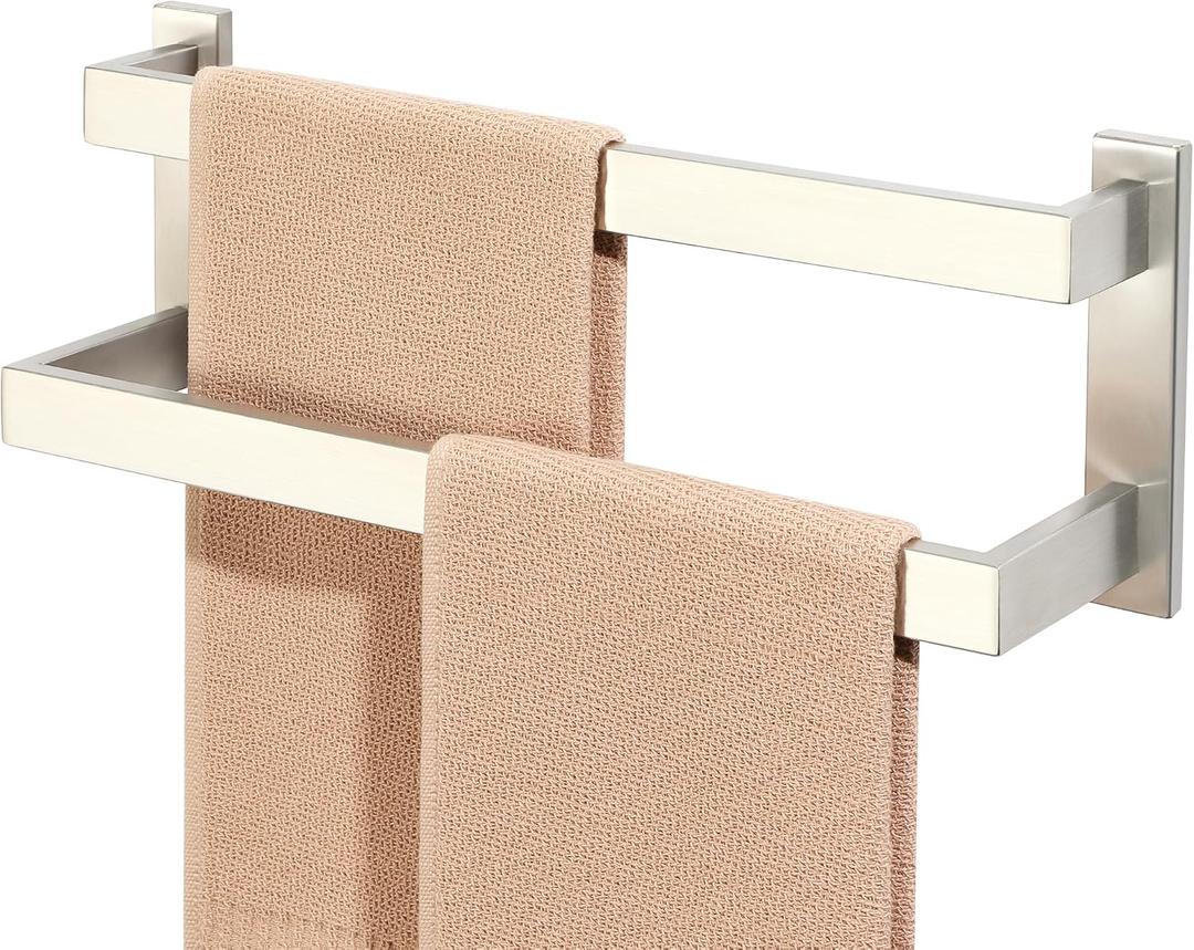 Alise 16 Inch Double Towel Bars for Bathroom Wall Mount,Towel Holder Double Towel Racks for Bathroom Lavatory,SUS304 Stainless Steel Towel Rail Towel Hanger for Walls,Brushed Nickel