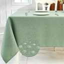 IVAPUPU Textured Linen Table Cloth for Rectangle Tables - Sage Green Tablecloths Rectangular Waterproof Wrinkle Free Wipeable Dining Table Cover for Spring Easter Decor Wedding Birthday, 52 x 70 Inch