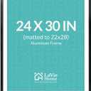 Aluminum 24 x 30 Picture Frame Black, Premium Metal Poster Frame Display Pictures 24x30 with Mat or 22x28 Without Mat, Aluminum Frame and Polished Plexiglass, Suitable for Wall Decoration (1 Pack)