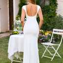 KUTUMAI Women Ruched Bodycon Maxi Dress Elegant Cutout Cap Sleeve Long Formal Cocktail Party Wedding Guest Dresses White M (White, M)