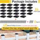 Goovilla 4x4 Post Caps Black(Actual 3.5" x 3.5"), 24 Pack Fence Post Caps with 48 Screws and Easy Installation, Sturdy Waterproof Plastic Deck Post Caps with Frosted Finishing Touch, Protect Wood Post