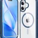 FNTCASE for iPhone 16 Case Clear: Magnetic Phone Cases with Screen Protector Drop Proof Compatible with Magsafe Slim Anti Yellowing Rugged Shockproof Protective Transparent Cell Cover (B-Blue)