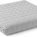 YnM Exclusive Cooling Weighted Blanket, Nylon/PE Fabric, Smallest Compartments, Bed Blanket for One Person of 140lbs, Ideal for Twin/Full Bed (48x72 Inches, 15 Pounds, Light Grey Quill)