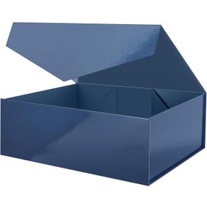 ROSEGLD Extra Large Gift Box 20x16x7.2 Inches, Giant Navy Blue Magnetic Gift Box with lids for Presents, Groomsman Proposal Box (Glossy Navy Blue)