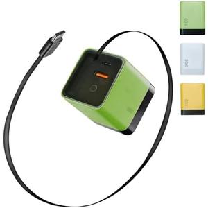 3 in 1 GaN Charger 80W for iPhone 17,Scalable 80W Max Fast Charging Block with Type-C Cable & 2 USB Ports,Retractable Fast Charging Cable for iPhone,Galaxy S25,iPad,Laptops(Green)