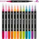 Mr. Pen- Dual Tip Brush Pens, 12 pcs, Vibrant Colors, Brush and Fine Tip Marker, Dual Tip Markers, Art Markers for Adults