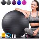 Soft Exercise ball, Anti-Burst Yoga Ball Chair Supports 2200lbs, Stability Swiss Ball w/ Pump for Pregnancy Birthing, Excersize, Workout, Fitness, Balance, Gym, Physio, Abs (Office & Home & School) (S(38-45cm), black)