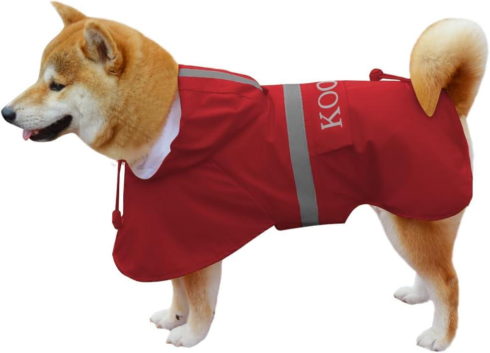 Dog Rain Coats for Small and Medium Dogs Waterproof, Raincoat Apparel Poncho Waterproof Dog Clothes Pet Jacket Dog Raincoats Jacket for Small Sized Dogs (Red, 2XL)