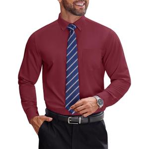 COOFANDY Mens Dress Shirts Long Sleeve Business Shirts Stain Shield Mens Button Down Shirt (L)